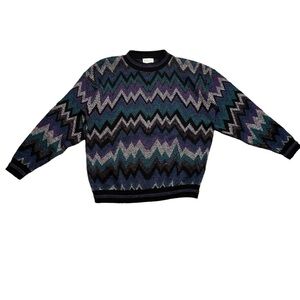 Vintage Protege Colorful Zig Zag Sweater Made in USA